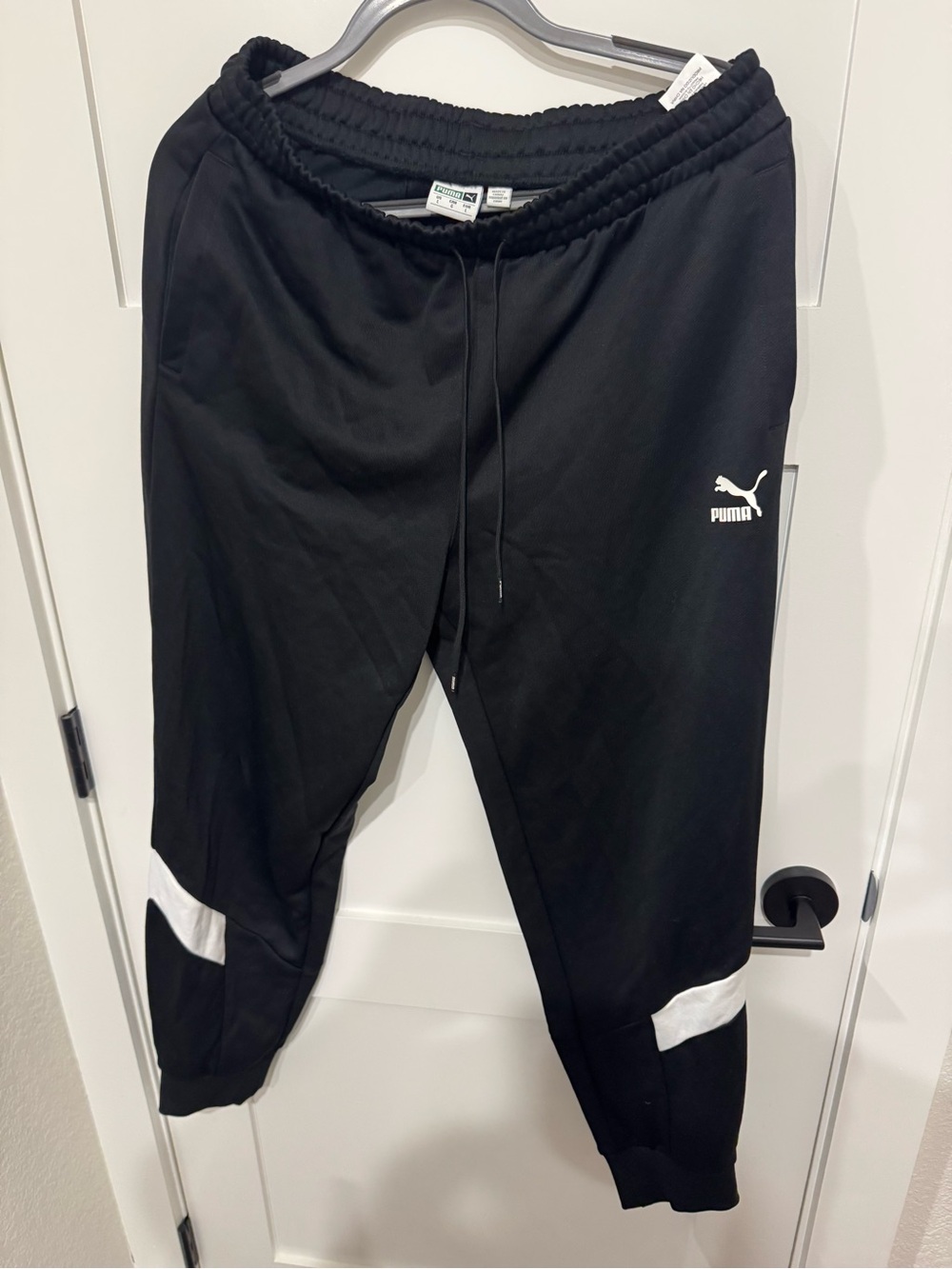 Puma Black Jogger Pants with White Panels